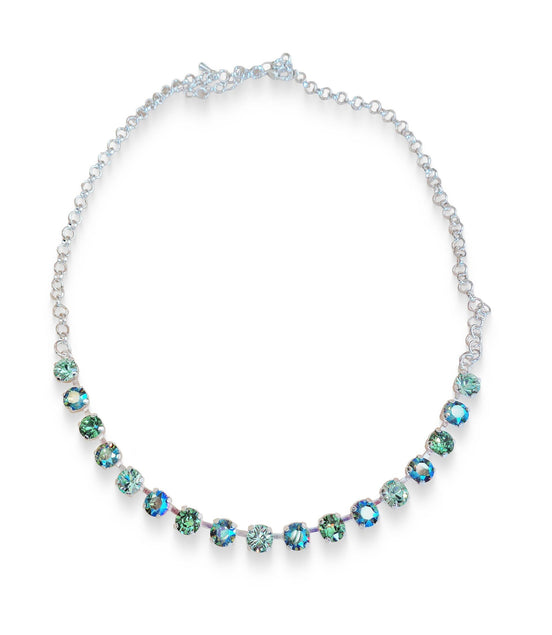 Crystal chain necklace erinite shimmer,chrysolite green
