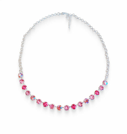 Crystal chain necklace light rose shimmer,pink,bright silver
