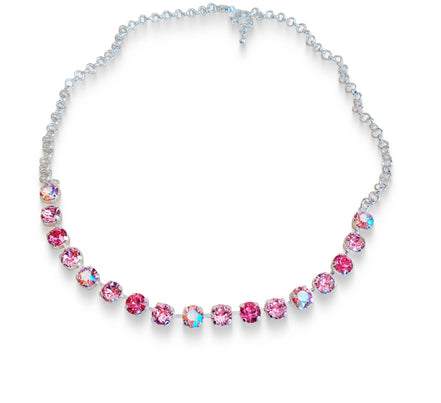 Crystal chain necklace light rose shimmer,pink,bright silver