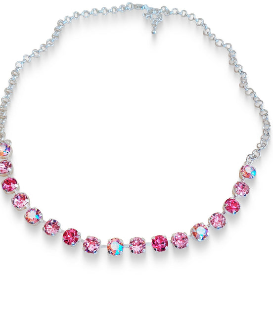 Crystal chain necklace light rose shimmer,pink,bright silver