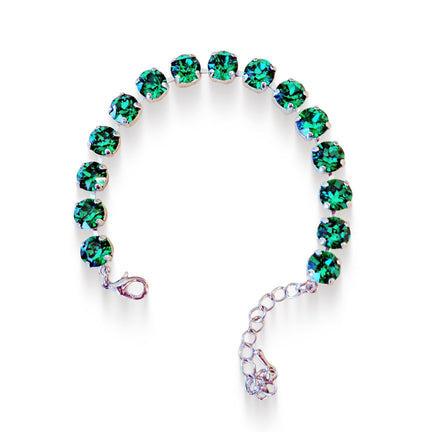 Crystal tennis bracelet majestic green,rhodium silver