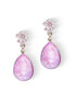Crystal pear stud drop earrings,soft mint,silver plated