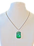 Crystal  large rectangular pendant necklace majestic green,stainless steel