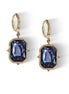 Crystal emerald cut drop earrings,silver  night,18k gold plated