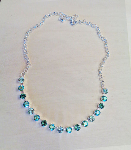 Crystal chain necklace erinite shimmer,chrysolite green