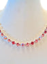 Crystal chain necklace light rose shimmer,pink,bright silver