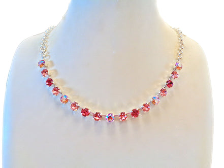 Crystal chain necklace light rose shimmer,pink,bright silver