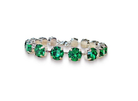 Crystal tennis bracelet majestic green,rhodium silver