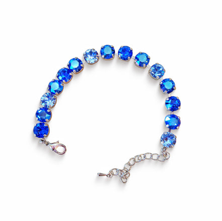 Crystal tennis bracelet sapphire shimmer,rhodium silver