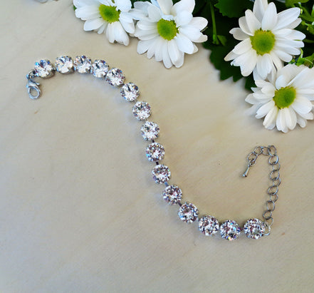 Crystal tennis bracelet clear crystal,rhodium silver
