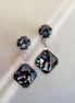 Austrian crystal  stud and drop square stone earrings,silver night ,rhodium silver plated