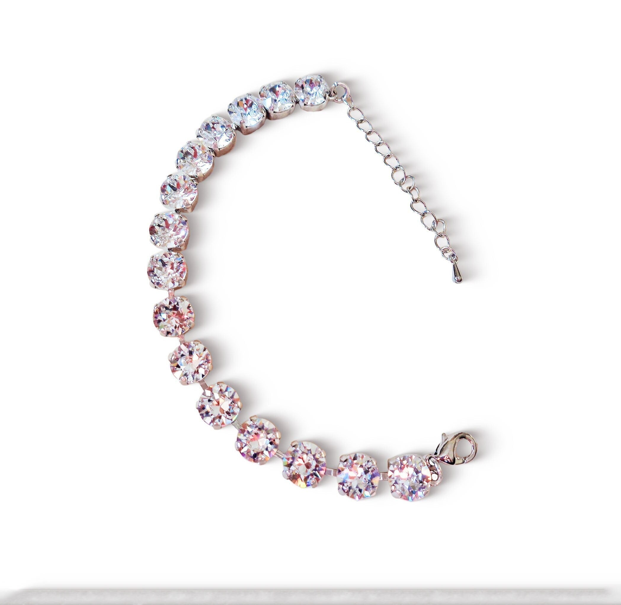 Crystal tennis bracelet clear crystal,rhodium silver