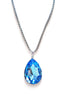 Large  crystal pear pendant necklace  Aquamarine ,stainless steel chain