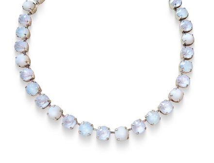 ODET'S WEDDING Austrian crystal necklace, white opal,electric white,rhodium silver