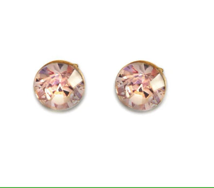 Crystal  stud earrings  silk,gold plated