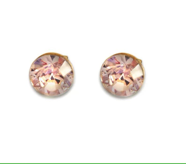 Crystal  stud earrings  silk,gold plated