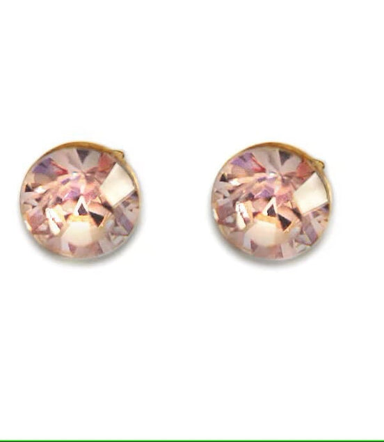 Crystal  stud earrings  silk,gold plated