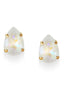 Crystal pear stud earrings light grey delite,yellow gold