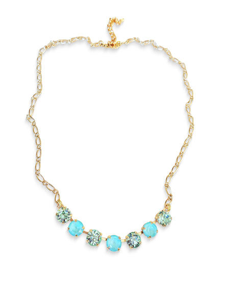Crystal chain necklace soft greens,yellow gold