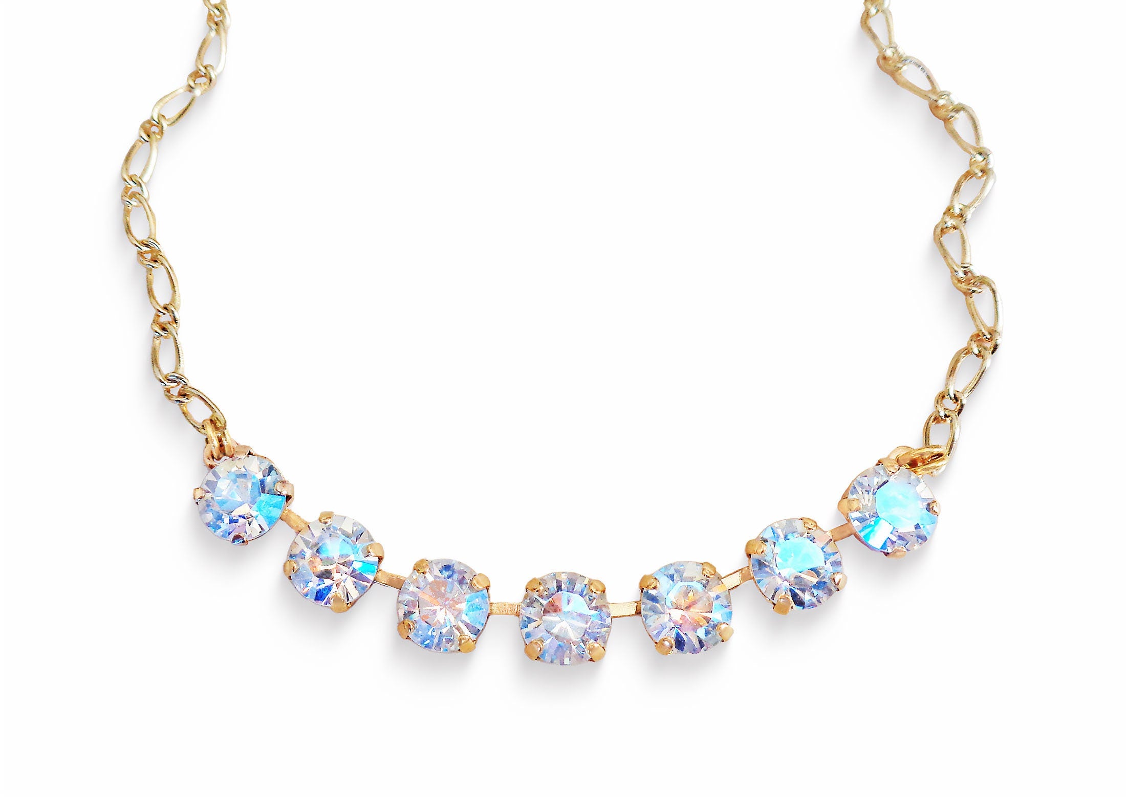 Crystal chain necklace crystal moonlight ,gold plated