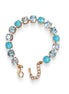 Austrian crystal  tennis bracelet  pastel blue,clear, gold plated