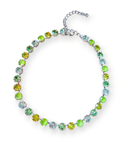 LIME DROPS crystal chain necklace,lime,citrus green,rhodium silver
