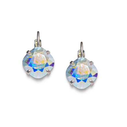 Crystal mini square drop earrings clear crystal AB ,bright silver