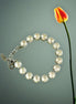 Crystal tennis bracelet cream laquer,rhodium silver