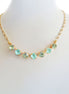 Crystal chain necklace soft greens,yellow gold