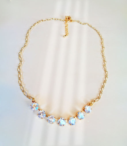Crystal chain necklace crystal moonlight ,gold plated