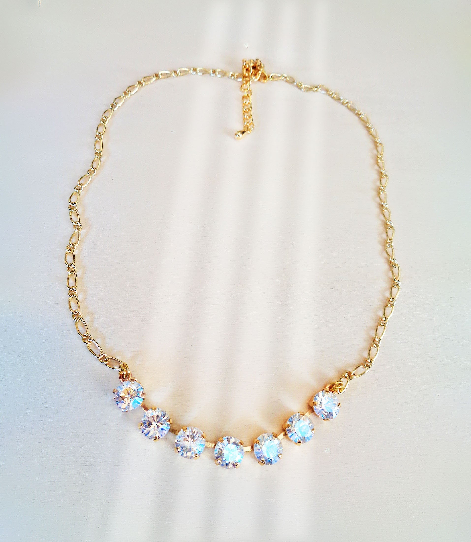 Crystal chain necklace crystal moonlight ,gold plated