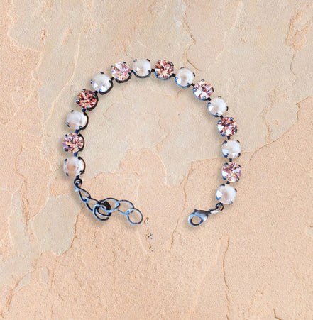 Crystal tennis bracelet black ivory,vintage rose,dark silver