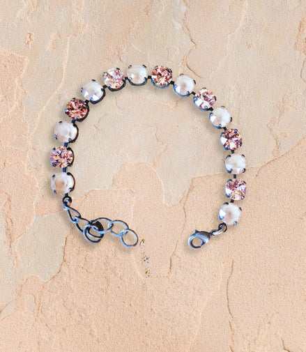 Crystal tennis bracelet black ivory,vintage rose,dark silver