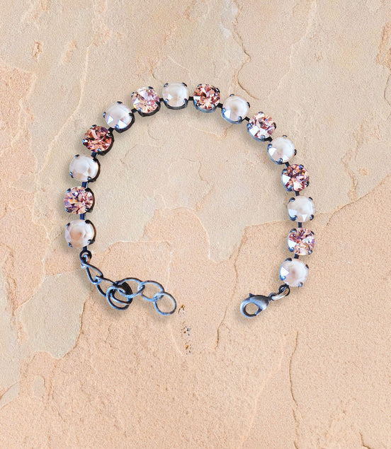 Crystal tennis bracelet black ivory,vintage rose,dark silver