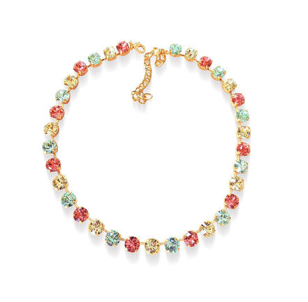 SWEET LAINEY crystal pastel multi colour tennis  necklace,gold plated