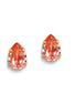 Crystal pear stud earrings rose peach,yellow gold