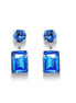 Crystal rectangular stud and drop earrings  ice blue ,rhodium silver plated