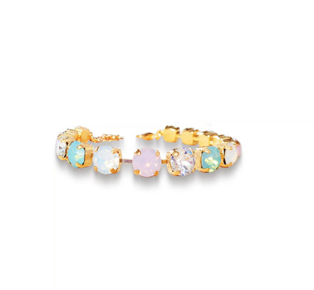 JOSEPHINE Crystal tennis bracelet soft opal multi,yellow gold