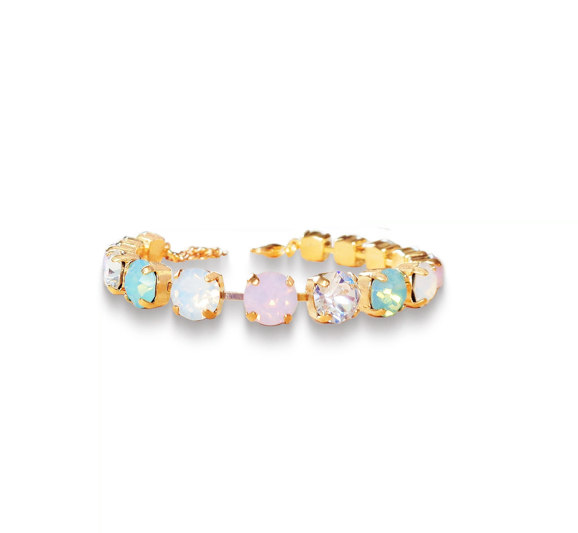 JOSEPHINE Crystal tennis bracelet soft opal multi,yellow gold
