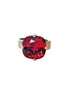 Crystal square stone ring,red ,antique silver