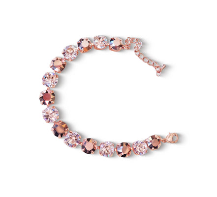 Austrian crystal tennis bracelet rose gold and silk, rose gold