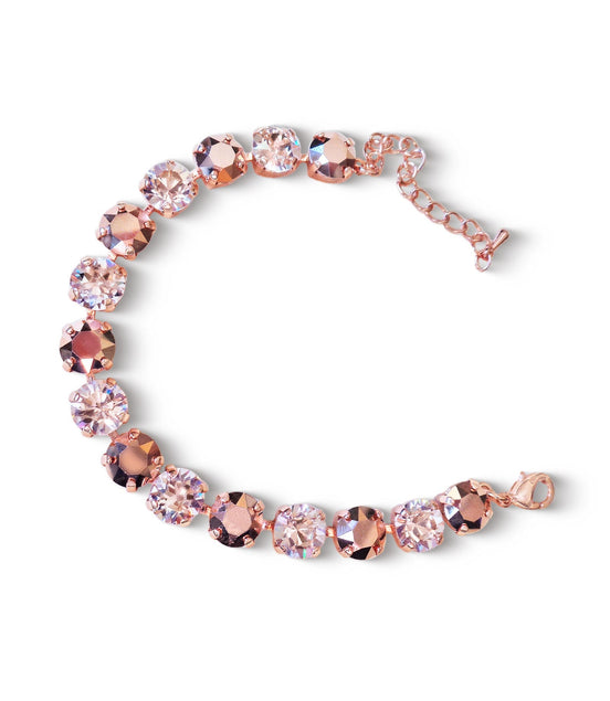 Austrian crystal tennis bracelet rose gold and silk, rose gold