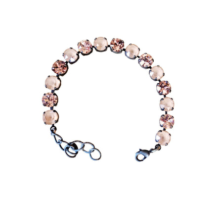 Crystal tennis bracelet black ivory,vintage rose,dark silver