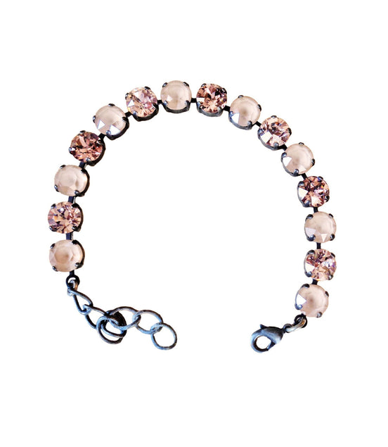 Crystal tennis bracelet black ivory,vintage rose,dark silver