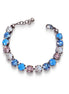SOFT AND CHIC Crystal tennis bracelet soft blue and cream,antique copper