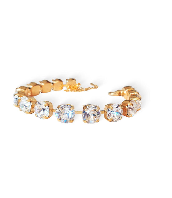Crystal tennis bracelet clear crystal,yellow gold