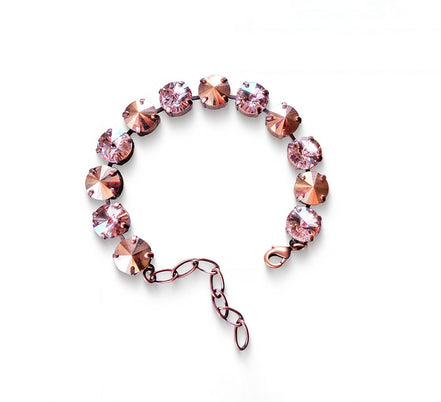 Austrian crystal rivoli tennis bracelet rose gold /vintage rose, antique copper