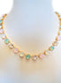 JOSEPHINE Austrian crystal light opals,clear crystal tennis necklace,gold plated