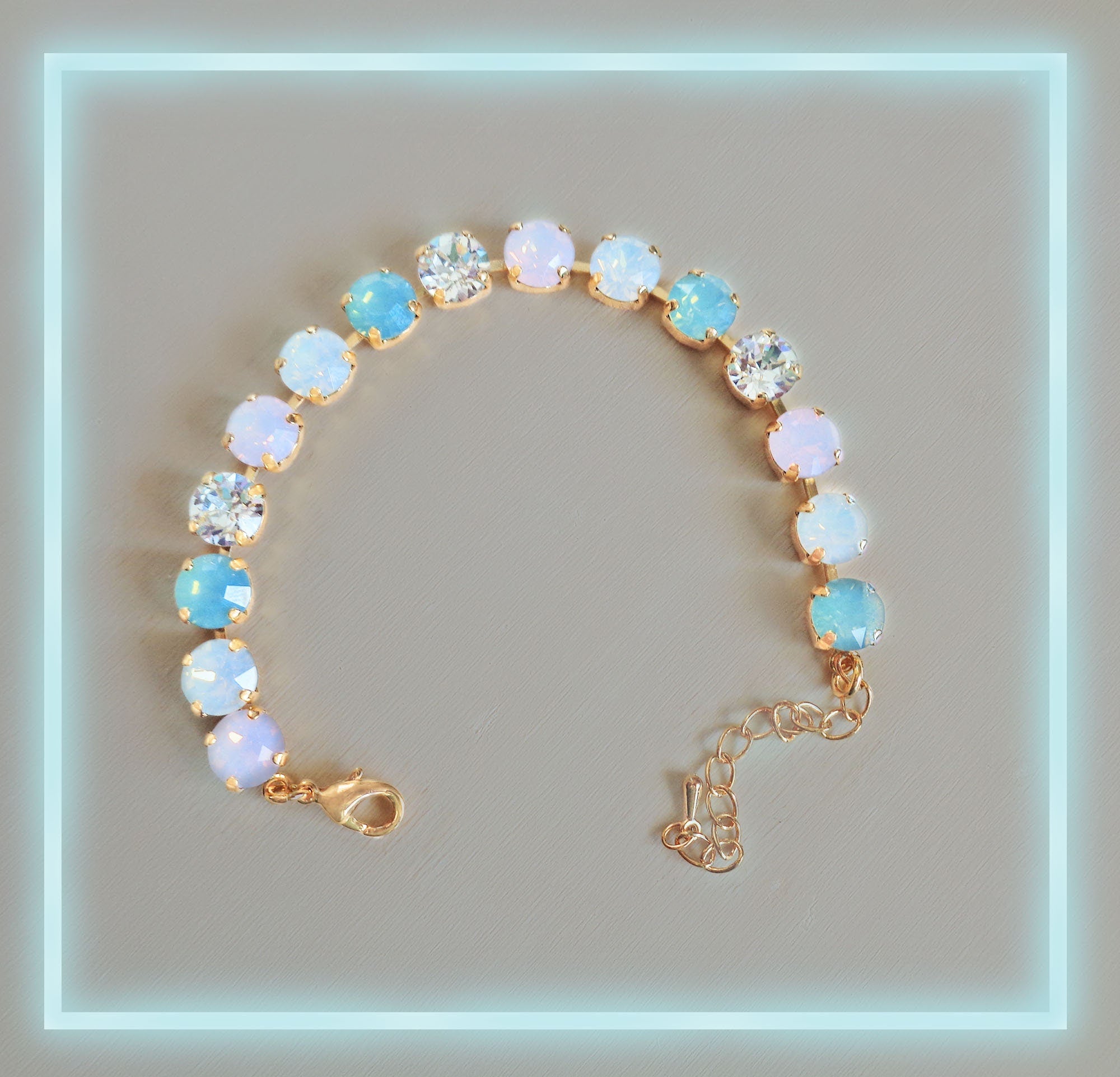 JOSEPHINE Crystal tennis bracelet soft opal multi,yellow gold