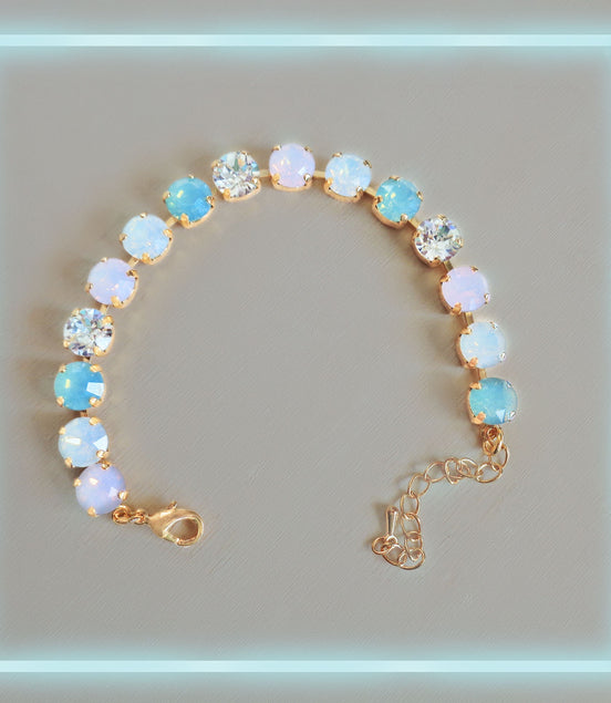 JOSEPHINE Crystal tennis bracelet soft opal multi,yellow gold